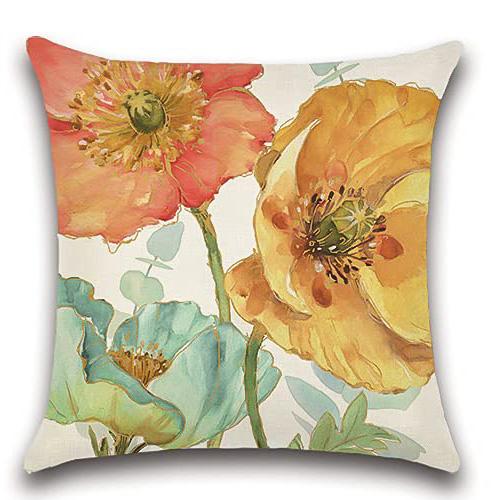 Home Decor Colorful Floral Watercolor Pattern Throw Pillows Pattern Cushion Cover Suitable For Sofa Bedroom Car Pillow Cover