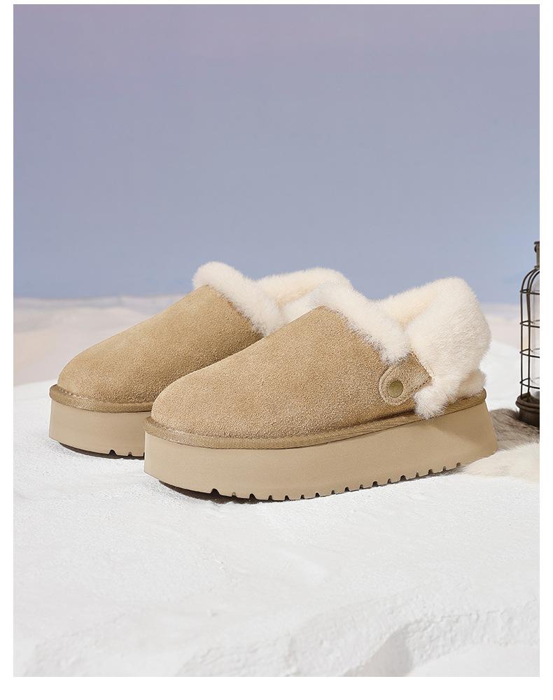 Thick-soled velvet thickened snow boots women's 2025 new winter Sangpo Village warm fluffy shoes thickened slippers women