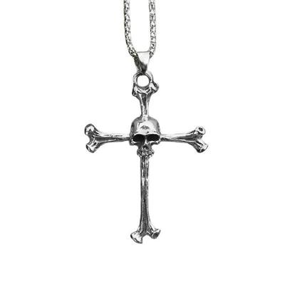 Men Skull Necklace Cross Hip Hop Religious Belief Necklaces for Men Party Gift