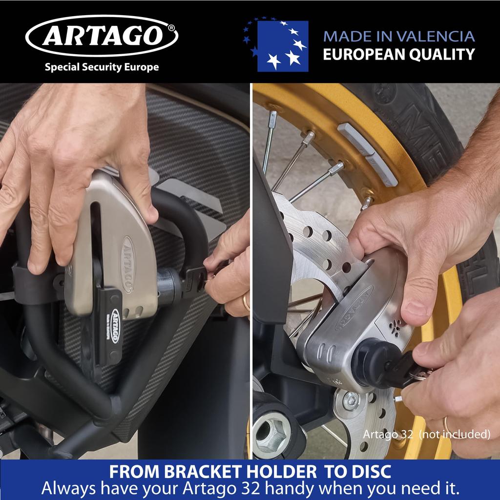 Artago K202 Alarm Disc Lock is a transport bracket for transporting Artago 32 and attaches to a pipe or screw