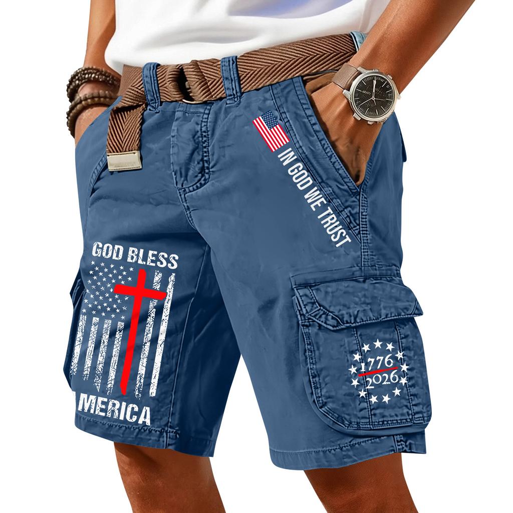 Pantaloncini Cargo Casual Stampati da Uomo per l'Estate con Tasche Multiple
