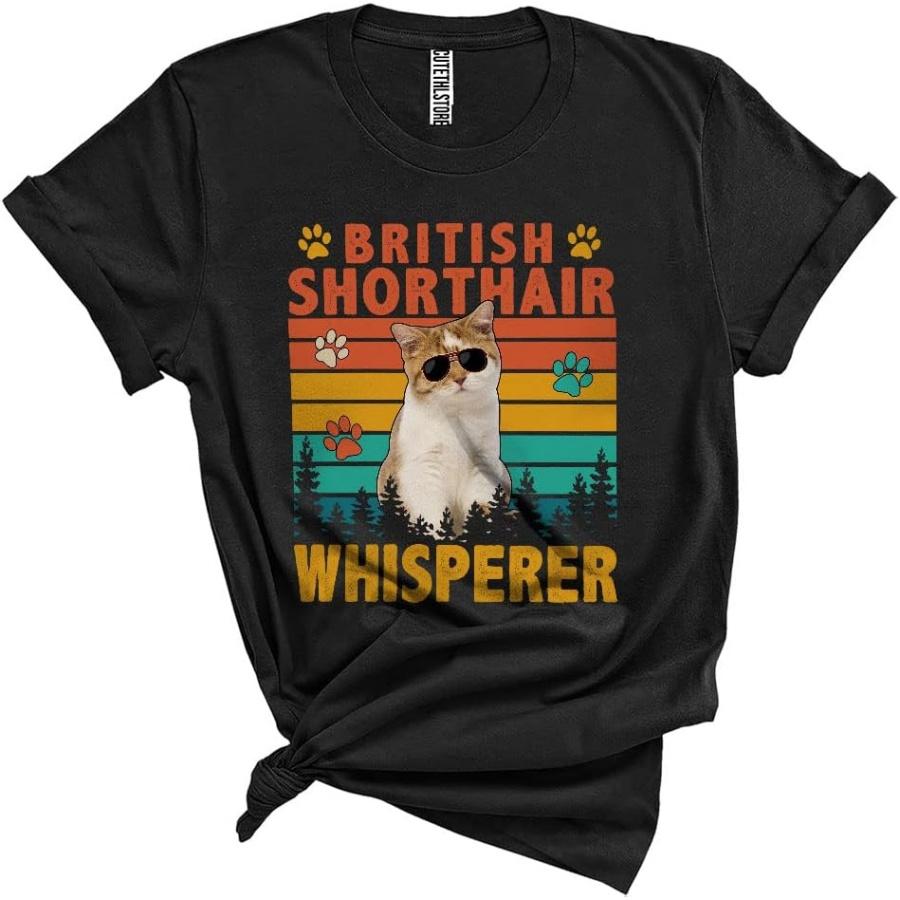 

Vintage Retro British Shorthair Whisperer Funny Cute Cat Wearing Sunglasses Cat Owner Lover Unisex T-Shirt Black XXXXXL різнокольоровий