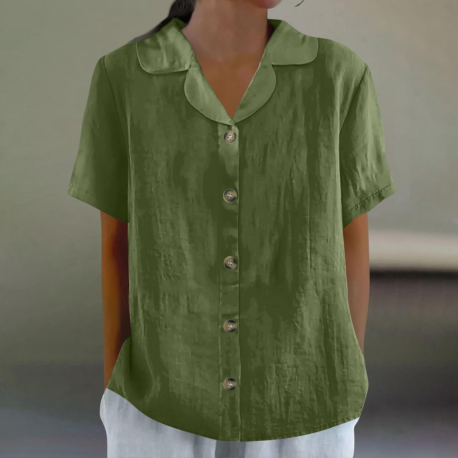 

Women s Fashionable Casual Short-sleeved Retro Button Cardigan Top L