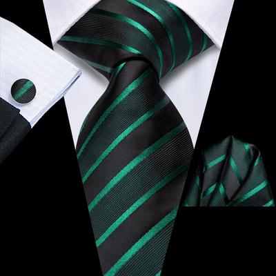 Herren-Krawatte aus Seide, gestreift, Satin, einfarbig, Moosgrün, Abschlussball, Party, Hochzeit, Set