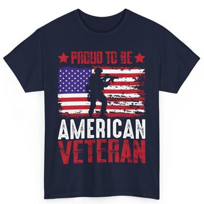 Proud To Be American Veteran Veteran'S Day Usa Flag Cotton T Shirt
