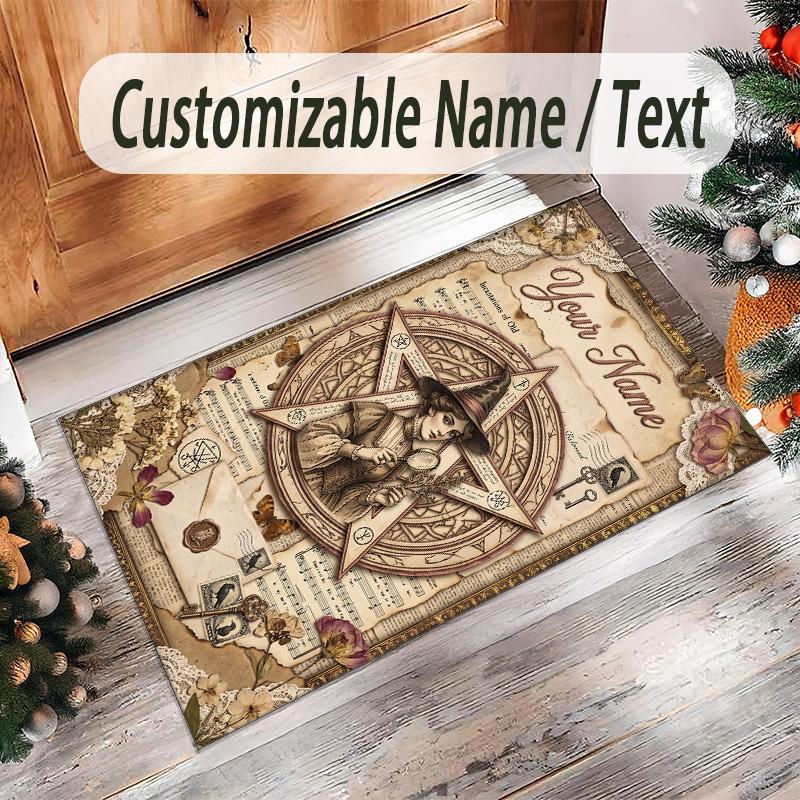 Fantasy Magic Theme Crystal Velvet Rug Personalized Custom Name Text Soft Floor Mat Home Decor