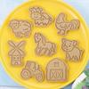16Pcs Cute Farm Animals Pattern Cookie Cutters Set Cartoon Pressable Biscuits Mold Plastic Cookie Stamps DIY Baking Tool