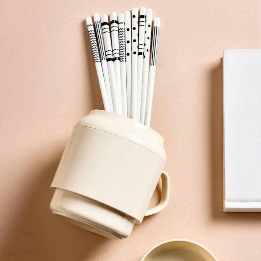 Plastic Double Layer Chopsticks Cage Detachable Large Capacity Cutlery Drain Rack Drainage with Handle Cutlery Organizer Kitchen