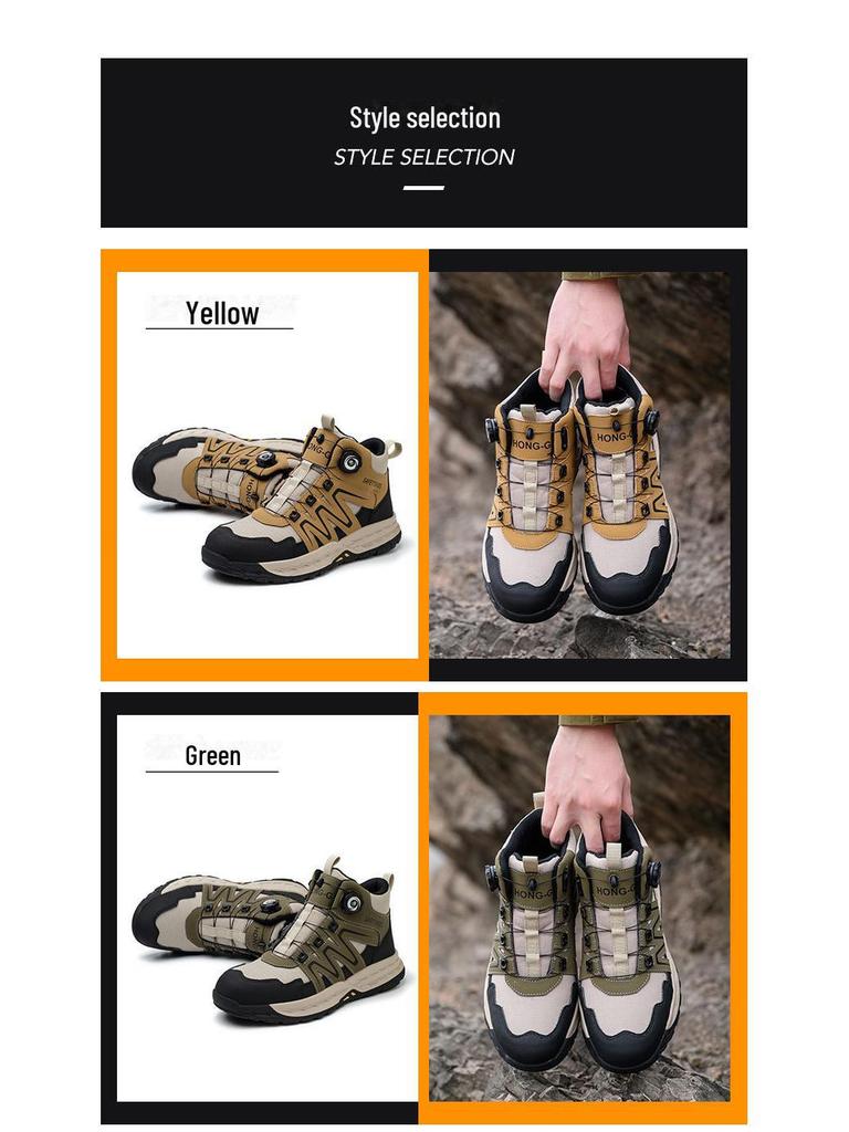 Cross-border Steel Toe Safety Shoes: Rotating Button, Anti-Smash, Anti-Puncture, Non-Slip, Wear-Resistant