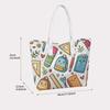 Cute School Pattern Tote Bag Large Capacity Portable Daily Use Shoulder Bag for Teens