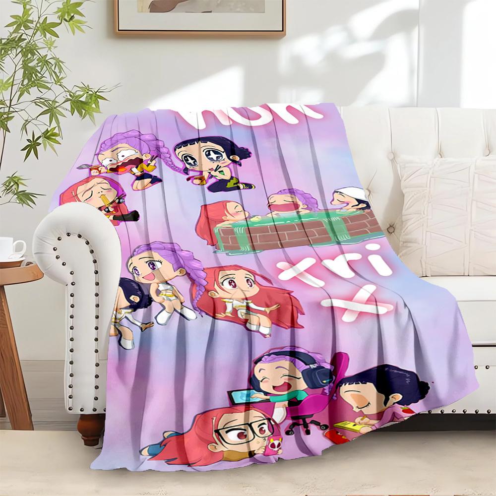 

K-POP Anime Girls Group Four Seasons Soft Warm Blanket All-Season Thick Knit Polyester Bedspread for Bed, Camping, Travel Perfect Gift 80x120cm