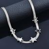 Stainless Steel Black White Hollow CZ Star Rose Gold Silver Color Necklace for Women Jewelry  New Arrival 334 KO2