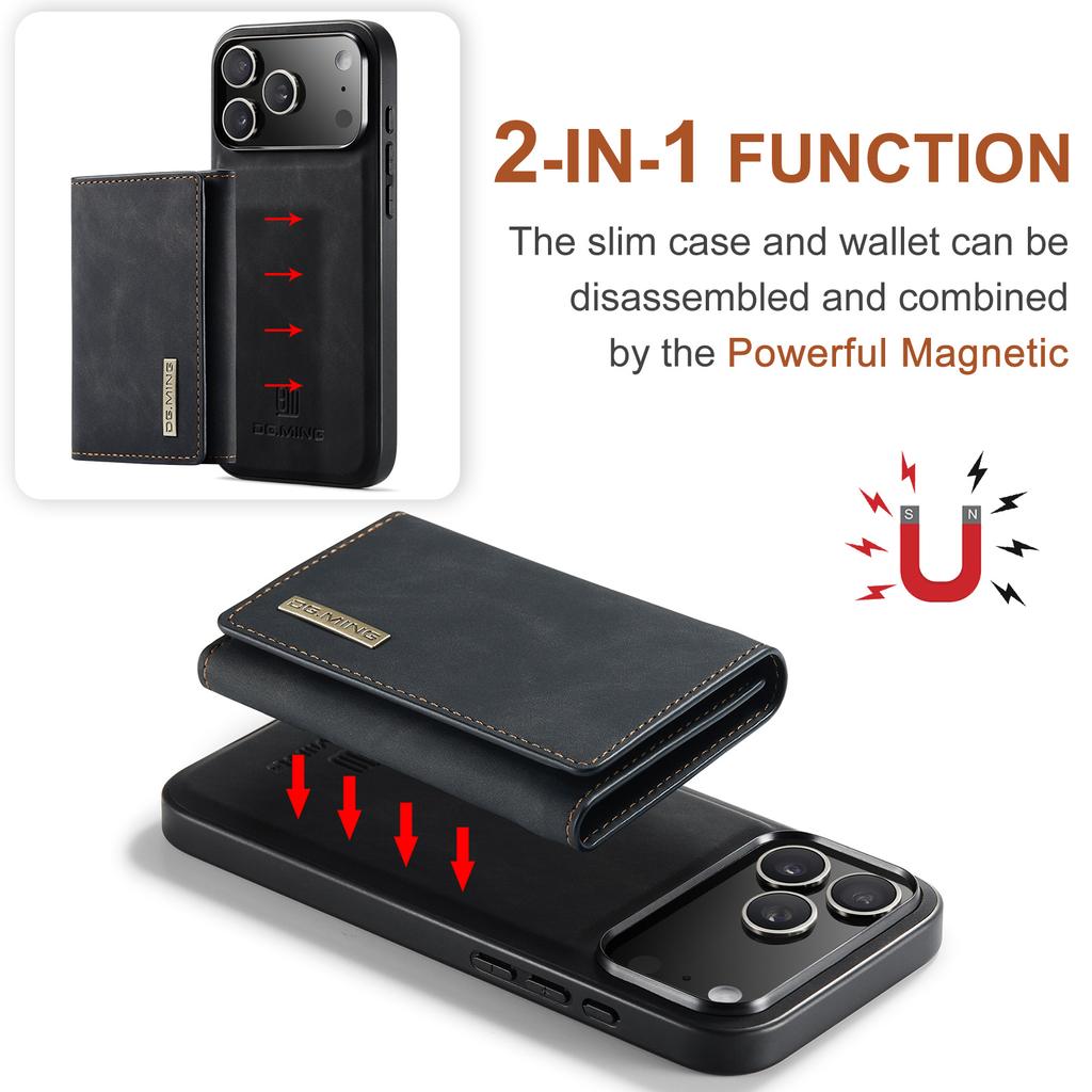 For IPhone 17 Air 16 15 14 Plus 13 12 11 Pro Max XS XR Phone Case 2 in 1 Detachable Wallet Cards Holder Magnetic Leather Cover