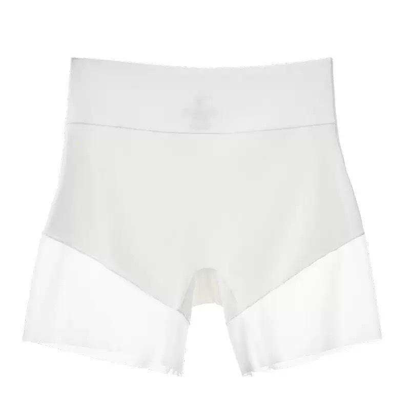 

Female Summer Traceless High Waist and Hip Lift 2 in 1 Ice Silk Antibacterial Unrolled Border Walking Safety Underwear M белый