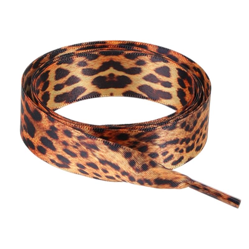 Silk Like Leopard Print Tie Dyeing Shoelaces For Sneakers Boot 120cm Length Shoe Strings Fashion Footwear Accessory