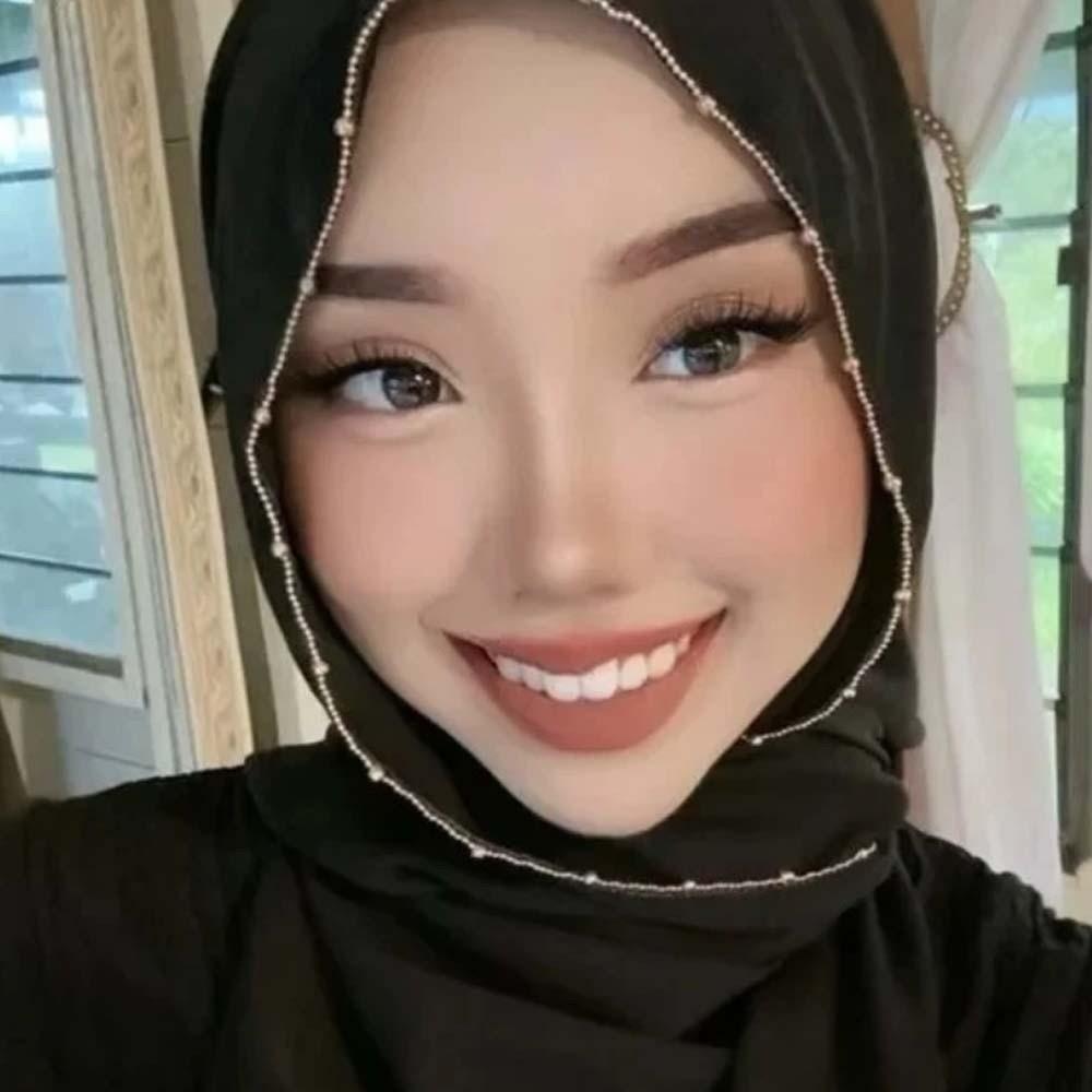 Elastic Colorful Beaded Headscarf Hijab Chiffon Large Shawl Ethnic Style Printed Tail Turban  Women