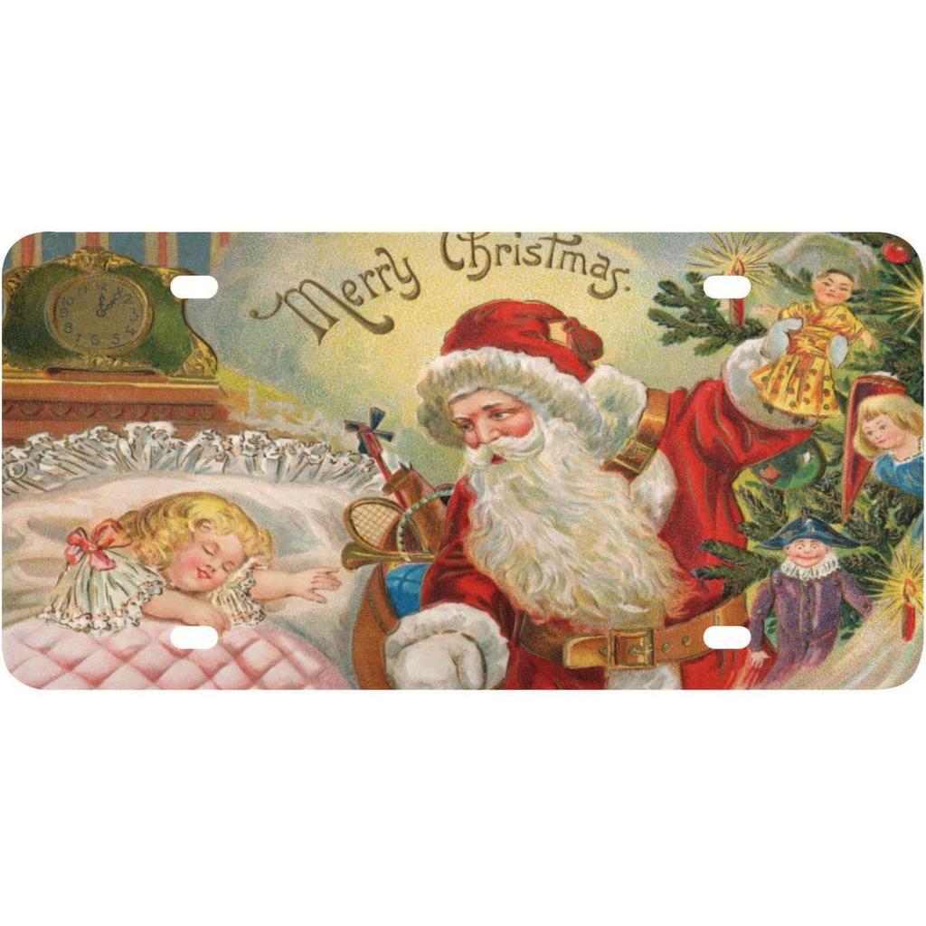 License Plates Sant Claus Metal Tin Signs for Wall Decoration Vintage Tags Metal Automotive Signs For Cafe Bar Club Garage Pu