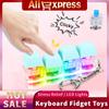 LED Keyboard Fidget Toys Keychain 4 Keys Keyboard Decompression Toys Mechanical Keyboard Clicker for Adult Gifts Stress Relief