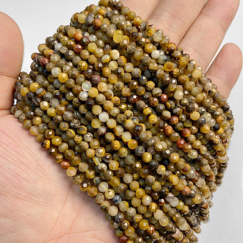 4MM Natural Faceted Quality Agates Crystal Jades Stone Beads Tiny Loose Green Yellow Pink Red Gem Bead For Jewelry Making DIY