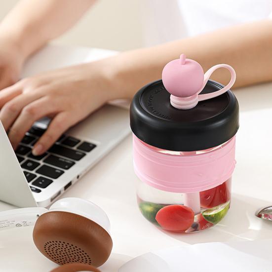 

Yousheng Glass Water Bottle with Straw Fruit Infuser Leak-Proof 500ml Tumbler Drinking Jar Ice Cup with Ice Tray A