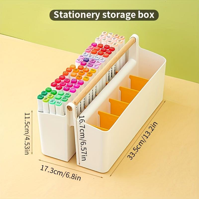 1pc Portable Plastic Pencil Organizer with Multi Compartments Insert Style Desk Storage for Markers, Watercolor Brushes, Office  Art Supplies,