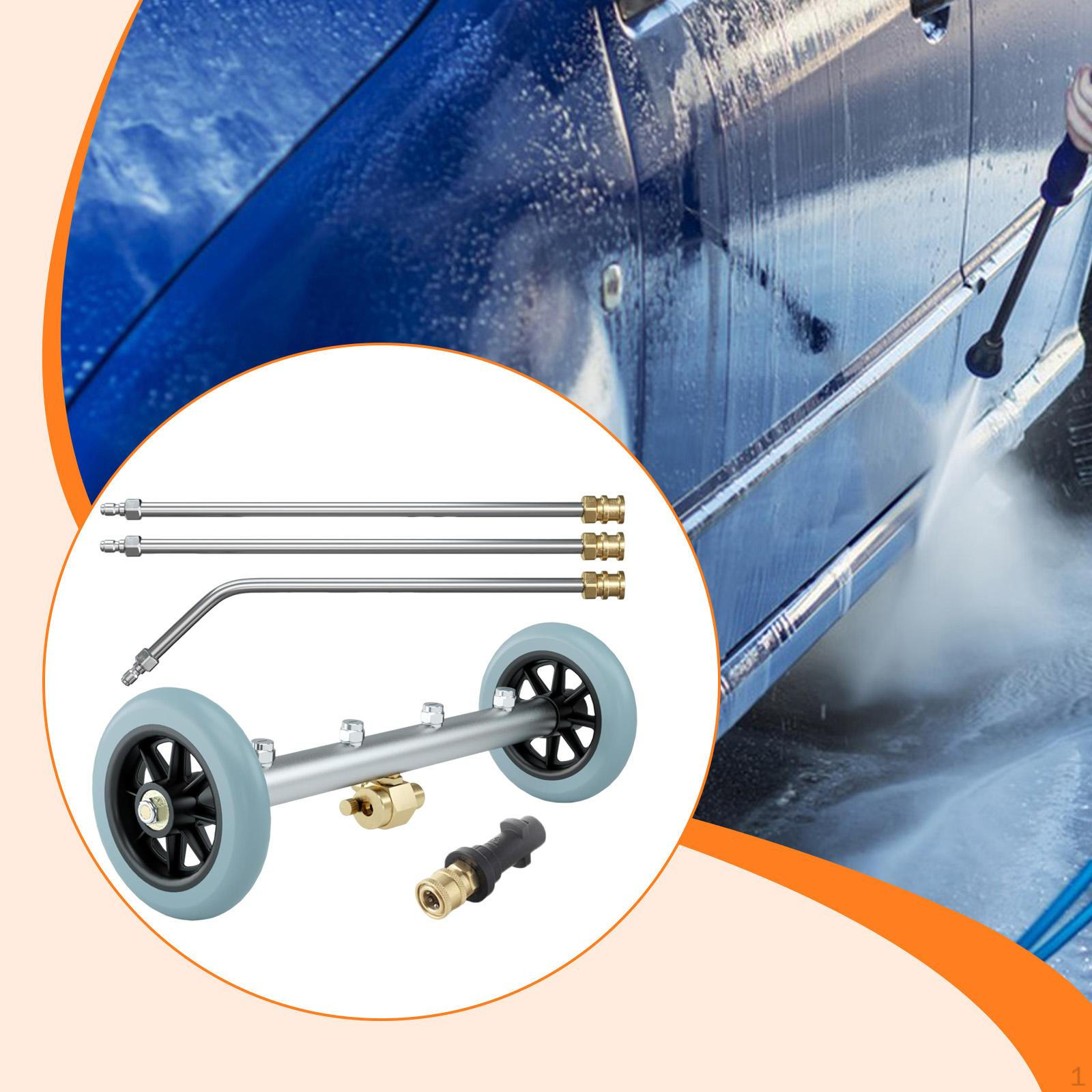 

Pressure Washer Undercarriage Cleaner Attachment with 3 Extension Rods Car Wash Water Broom