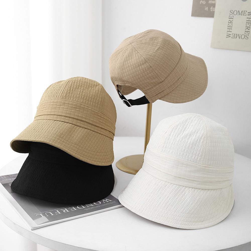 Spring Summer Hats For Women Sun Hat Wide Brim Solid Color Bucket Hat Female Outdoor Casual Foldable Simple New