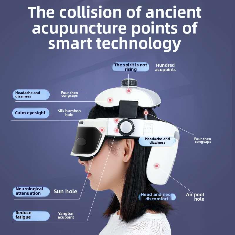 Electric Head Massager Household Scalp Automatic Hot Compress Relaxation Massager Headache Air Pressure Kneading Bluetooth Music
