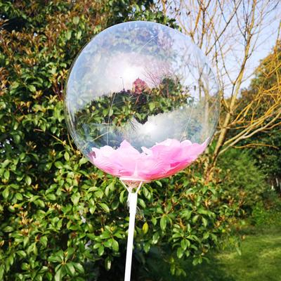 13" 18" 20" Round Transparent Traceless Bobble Ball Luminous Balloon Colorful Feather Birthday Party New Year Wedding
