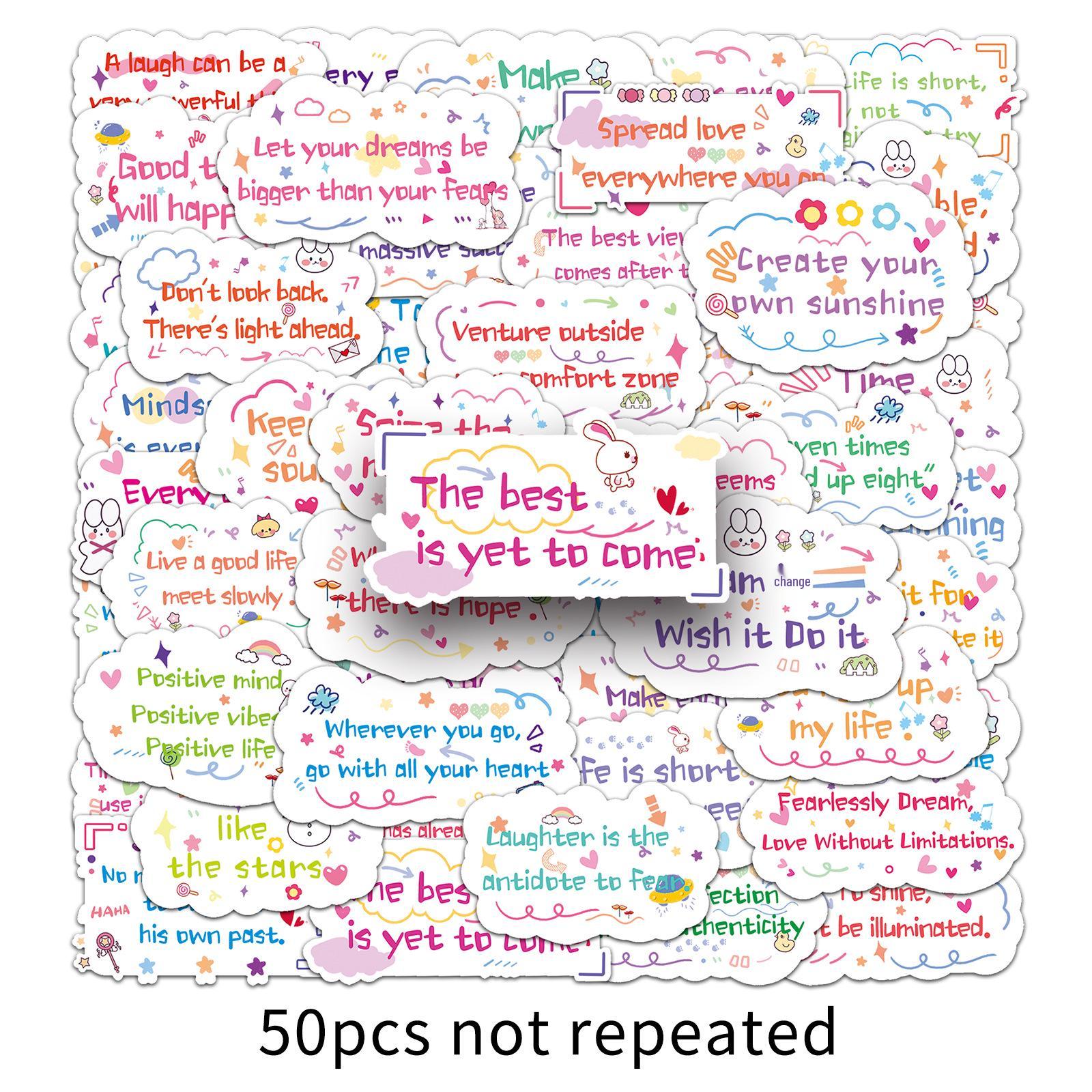 50 Inspirational Quote Stickers for Guitar, Helmet, Speaker, Tablet, and Desktop