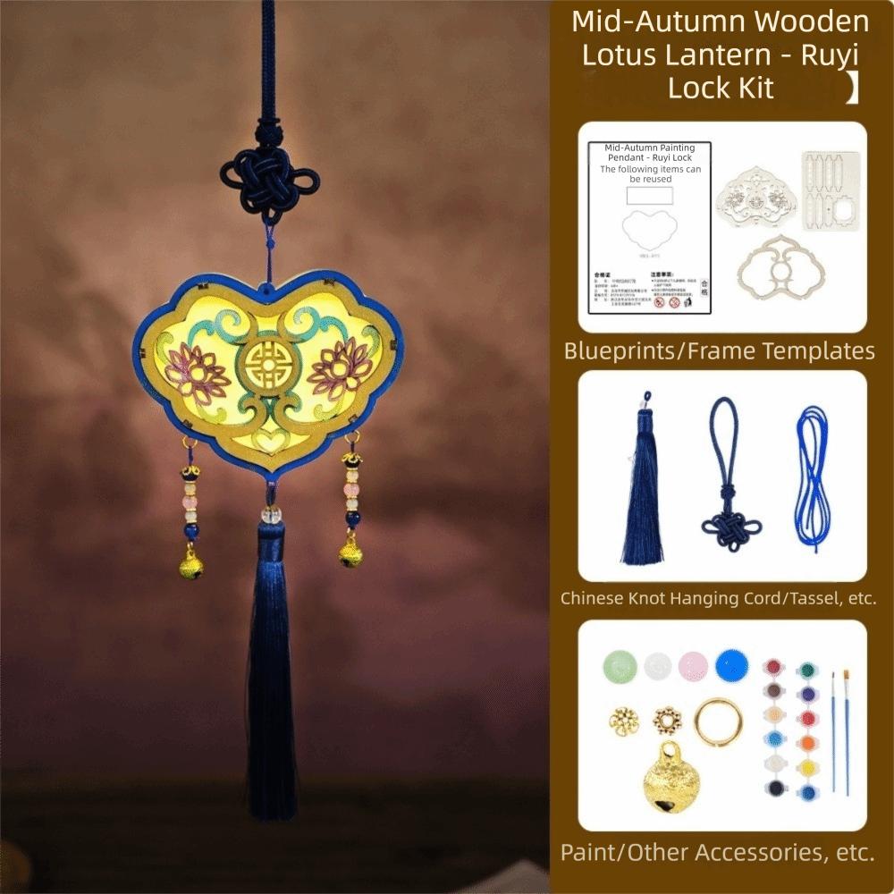 Lightweight DIY Craft Material Kit Wooden Hanging Lantern Portable Handheld Lantern Gift