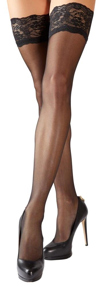 Cottelli LEGWEAR - Black Classic Stockings with High Lace 7