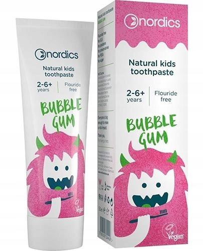TOOTHPASTE FOR CHILDREN FROM 2 TO 6 YEARS OLD, BUBBLE GUM FLAVOR, FLUORIDE FREE, 50 Ml - NORDICS