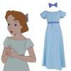 Enchanting Fairytale Peter Pan Wendy Darling Blue Dress With Bow And Headwear