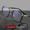 William Chan Anti-Blue Light Retro Large Frame Glasses with Double Bridge, Fashionable Myopia-Ready.