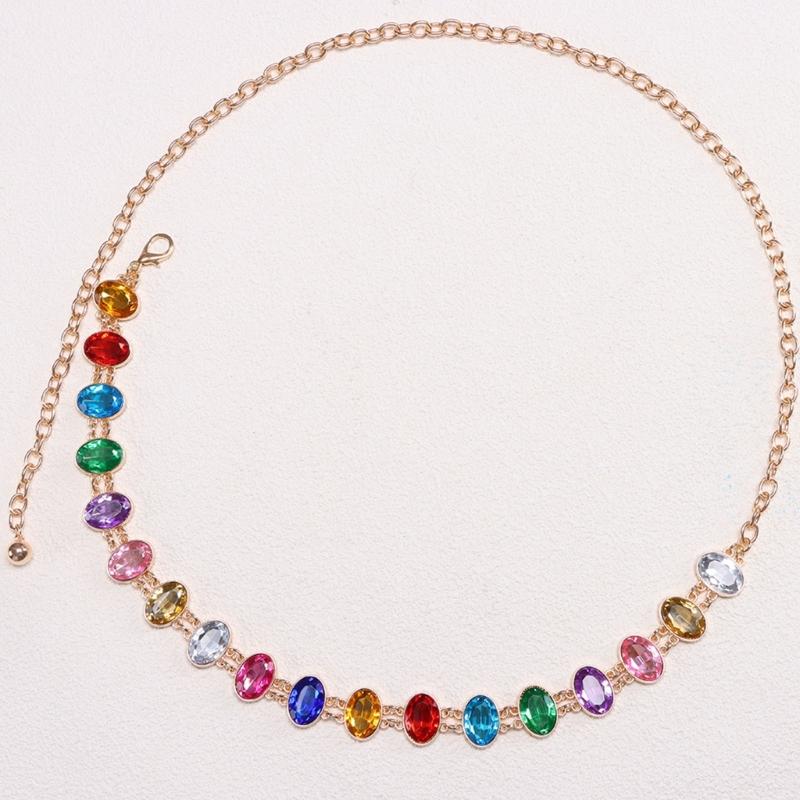 Colorful Waist Belt Stylish for Stage Dance Music Festival Jeans Dress Belt Body Jewelry Chain Belly Dance