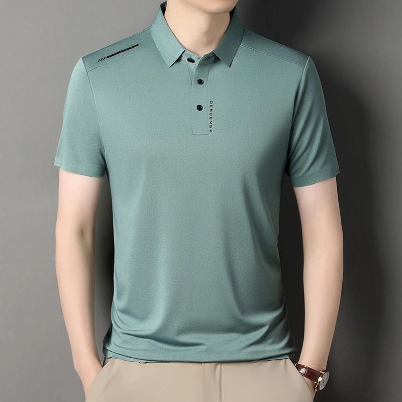 New Men's Casual Fashion Printed Short Sleeve Polo Shirt Anti Wrinkle Breathable Comfortable Summer Versatile T-shirt