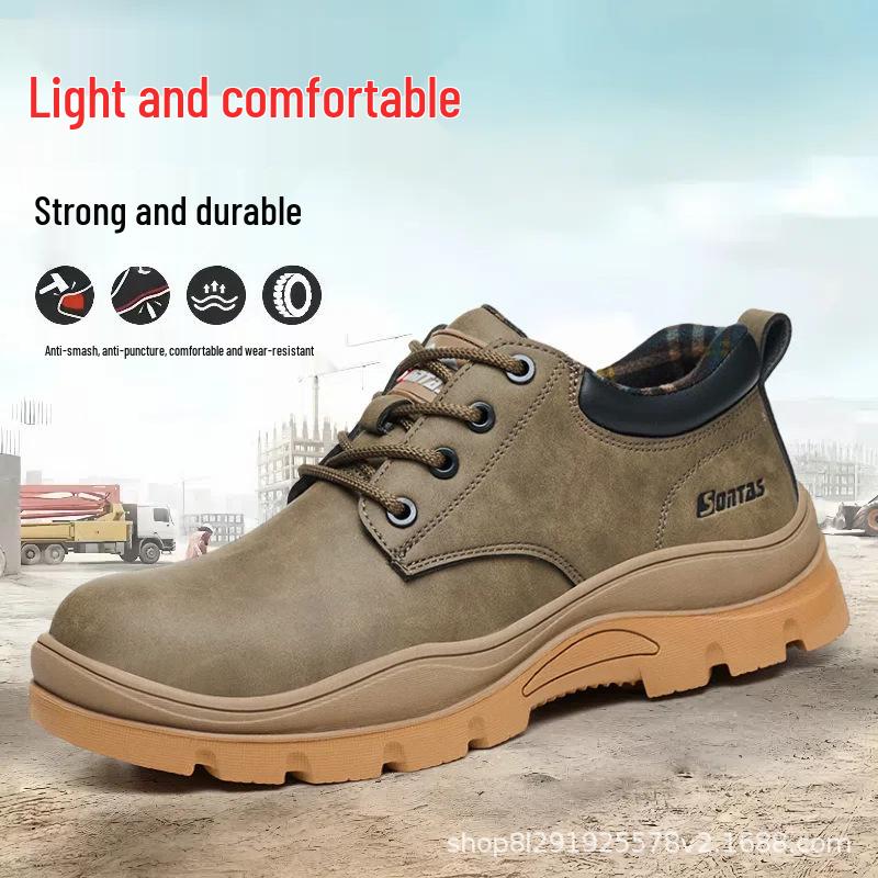 Men’s Summer Breathable Steel Toe Work Safety Shoes – Anti-smash, Anti-puncture, Insulated for Construction Workers
