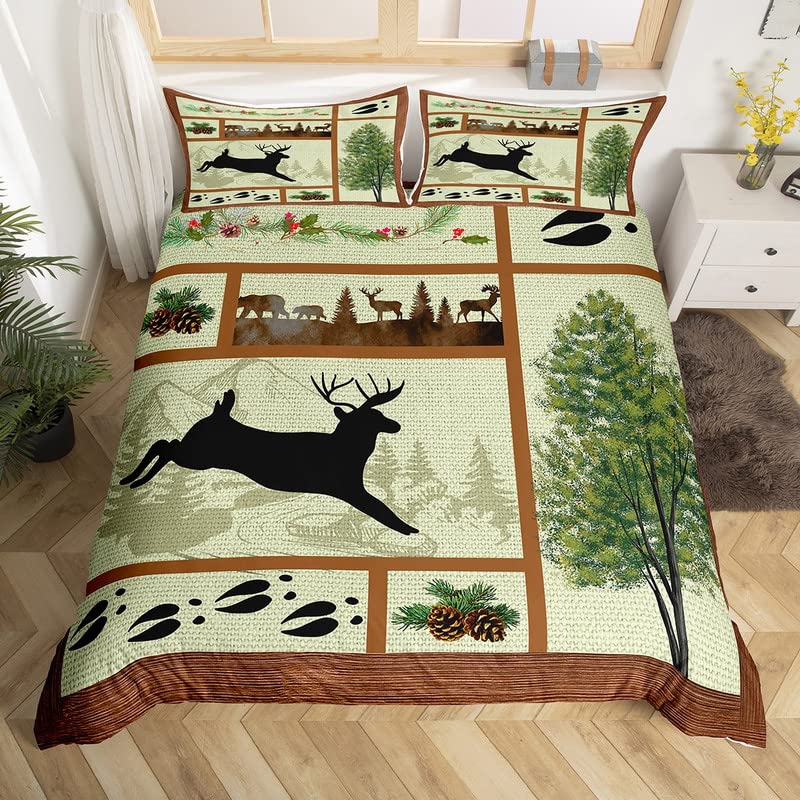 Bear King Queen Duvet Cover Rustic Western Wildlife Comforter Cover Pine Cone Farmhouse Wooden Bedding Set Polyester Quilt Cover