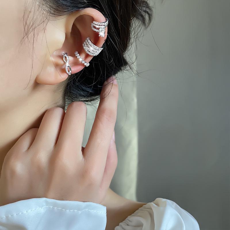 Guten Morgen Trendiger Geometrischer Mehrschichtiger Diamant Ohrklemme & Haken