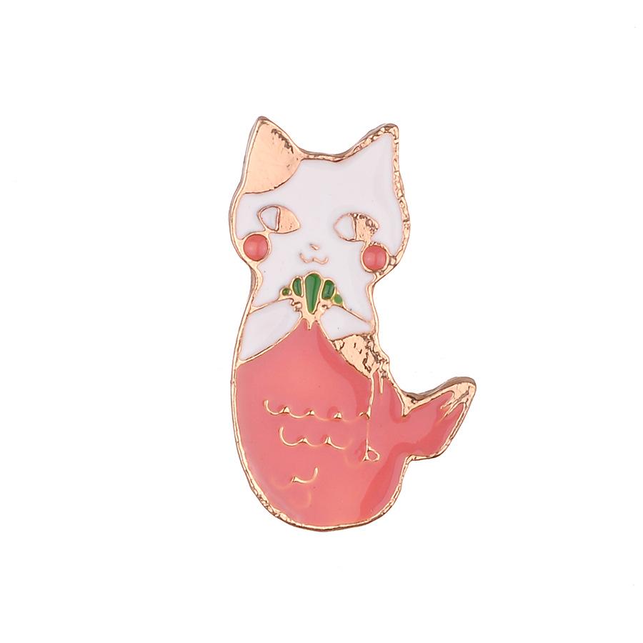 Pink Cartoon Cat Collar Pin Brooch - European and American Fashion Jewelry