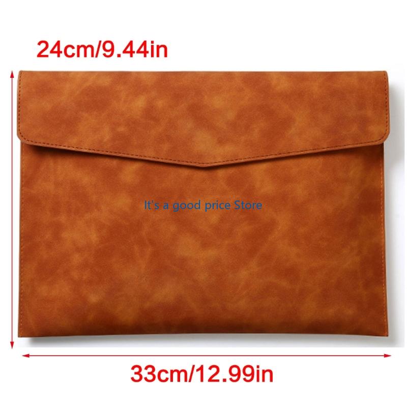 Leather Document Folder Closure File Organiser Storage Pouches 100 Sheets Capacity for School Office Supplies