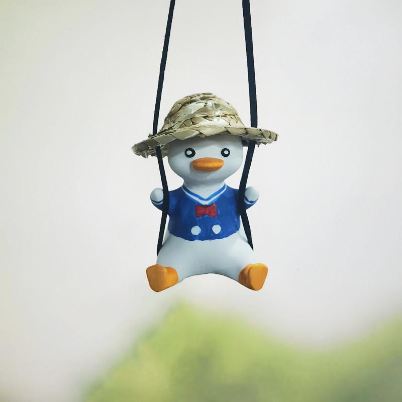 Car Swing Duck Rearview Mirror Pendant - Cute Interior Decoration