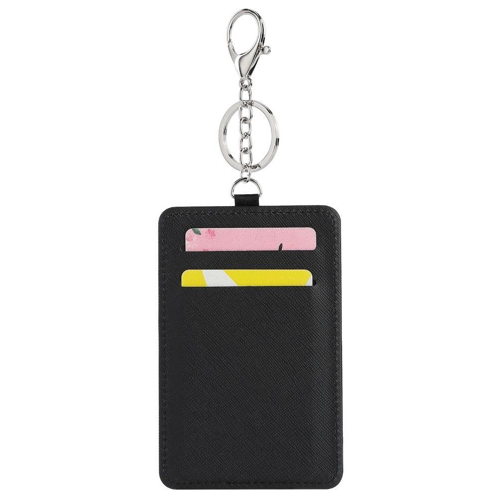 New Black White Keychain Card Holders Rectangle Shape Multi-Functional Card Bag Card Storage Photo Sleeves Work Use