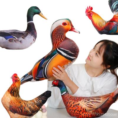 Kawaii Simulation Animal Print Plush Doll Pillow Chicken Duck Goose Pigeon Parrot Rooster Hen Plush Toy Home Decor Gift For Girl