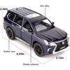 1/32 Scale Lexus LX570 Off-Road In Luxury SUV Model Car, Zinc Alloy Pull Back Toy Car with Sound and Light for Kids Boy Girl Gift