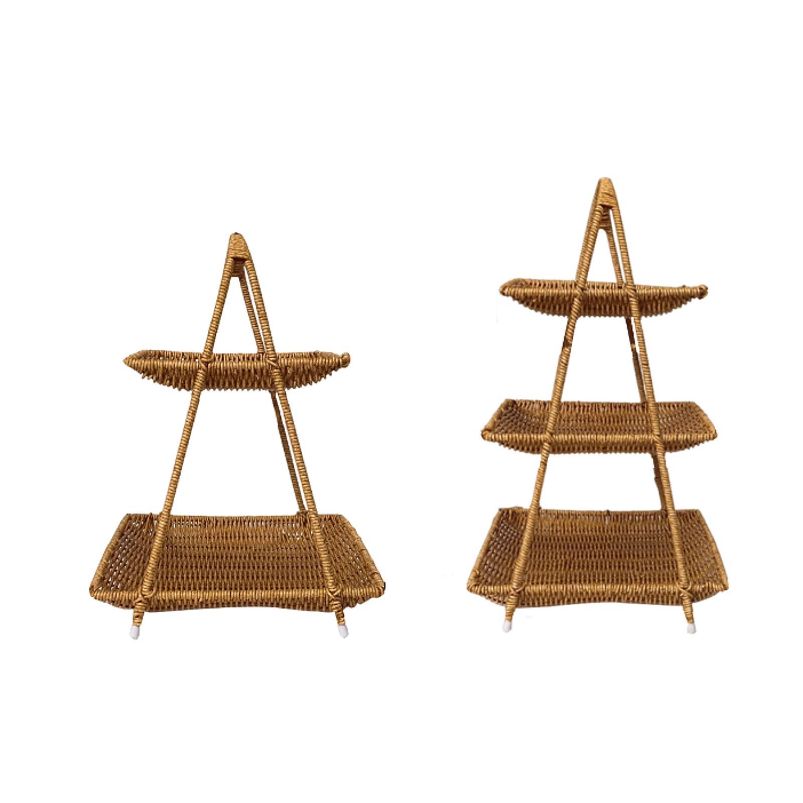 

Fruit Rattan Weaving Tray Breakfast Basket Perfume Tray Meal Basket Standing 26x21x35cm