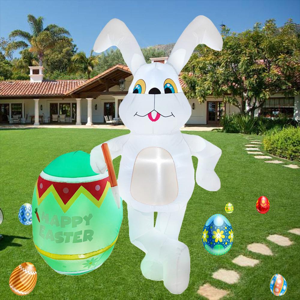 Osterhase Aufblasbare Dekorationen Aufblasbare Ostern Bunte Eier Eingebaute LED DIY Garten Hof Rasen Innen Außen Partydekor