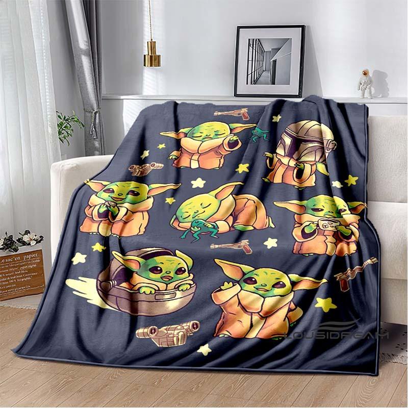 Kawaii Yoda Flannel Blanket Is Soft and Warm, Suitable for Bedrooms, Living Rooms, Bedside Tables, Travel, Picnics, and Other