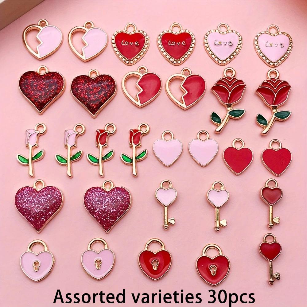 10/30/50 buc. Pandantiv de Ziua Îndrăgostiților Bijuterii din aliaj în formă de inimă Bijuterii în formă de inimă Colier Pandantiv placat cu aur Cercei DIY Fabricarea de brățări Artizanat